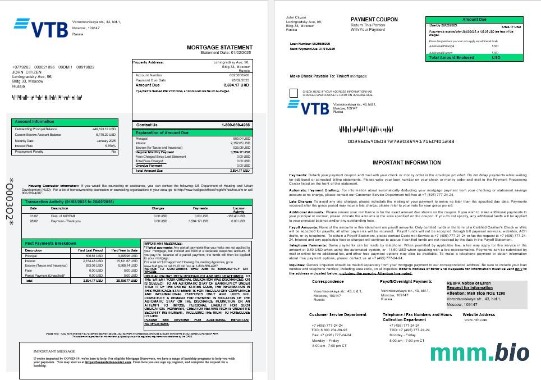 Rosja VTB Bank wyciąg z kredytu hipotecznego w formatach Word i PDF 1-2